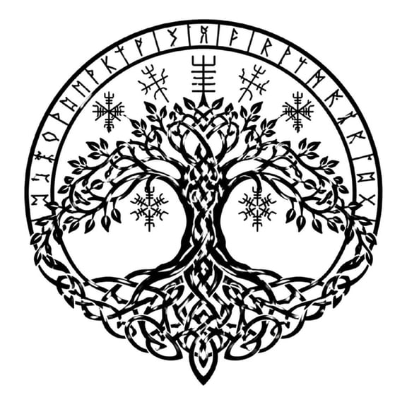 Tree Of Life Runic Metal Wall Art Decor, Black Iron Wall Sculpture for Living Room, Bedroom, Office, and Entryway 10 IN