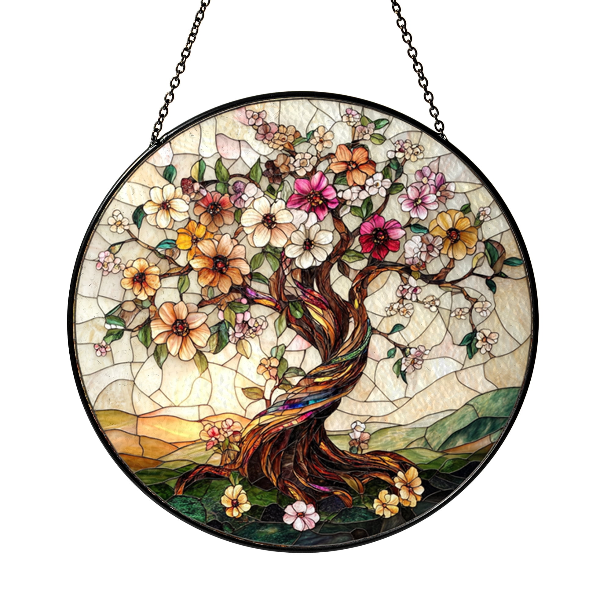 Window Drawing. Sign Tree Of Life Stained Glass Window Decor, Elegant Nature Art With Deep ...