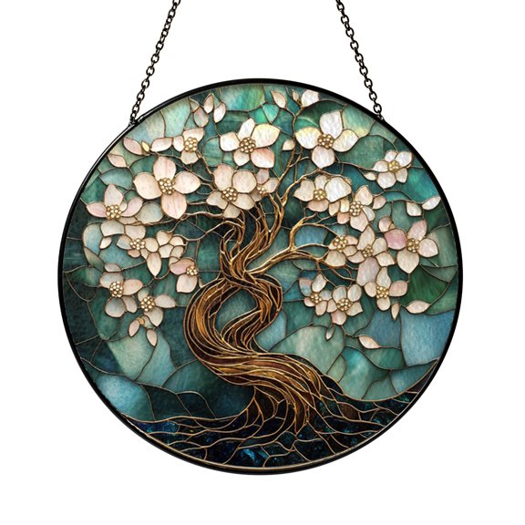 Tree Of Life Stained Glass Window Decor, Nature Inspired Family Tree Suncatcher, Peaceful Home Accent With Spiritual Meaning