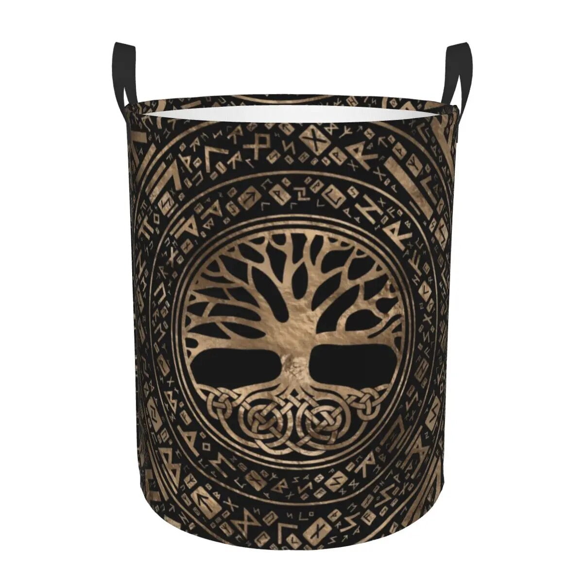 Tree Of Life With Triquetra On Futhark Laundry Hamper Large Storage ...