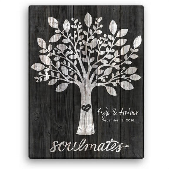 Tree Of Love Personalized 18" x 24" Brown or Black Canvas