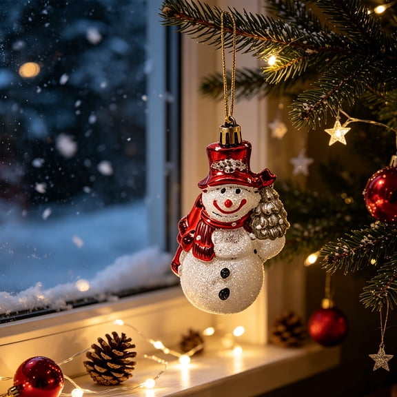 Tree Ornament,Lightweight Foam Classic Christmas Hanging Pendant with Pre-Made Hanging Loop,Reusable Santa Snowman Candy Cane Decorative Hanging Craft for Indoor Holiday Scene Styling Use