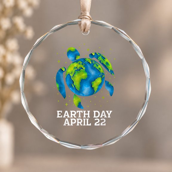 Tree Ornament Restore Sea Turtle Save The Planet Hanging Decoration, Circle Glass Ornament