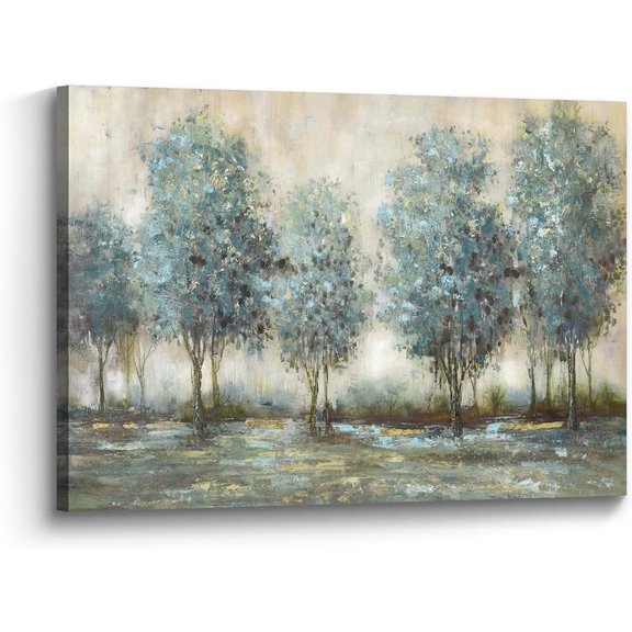 Tree Painting Canvas Wall Art: Textured Forest Scenery Picture Nature Trees Landscape Artwork Print Bedroom Living Room Decor