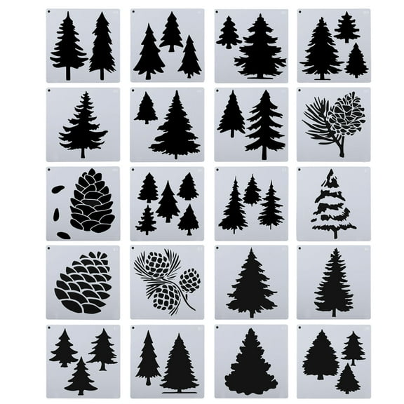 Tree Painting Stencils, 20 Pack Paint Stencils Reusable Painting Template Stencil for Drawing, White