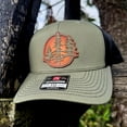 thumbnail image 1 of Tree Patch Hat – Richardson 112 Trucker Cap with Sunburst Leather & Wood, 1 of 5