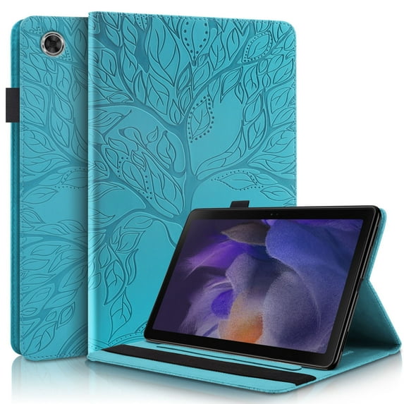 Tree Pattern Case for Samsung Galaxy Tab A8 10.5 inch 2022 SM-X200/X205/X207,Dteck Magnetic Premium PU Leather Hybrid Rubber Card Slot Wallet Folio Kickstand Cover with Pen Holder,Blue