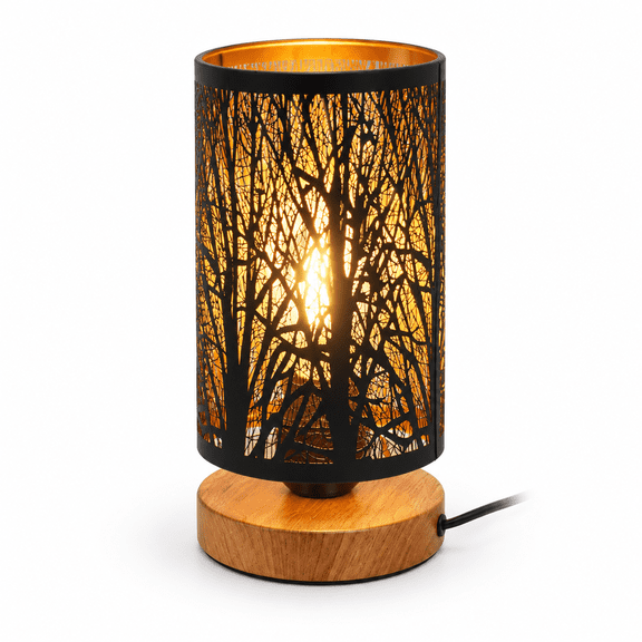 Tree Pattern Industrial Dimmable Metal Table Lamp For Bedside Nightstand Desk