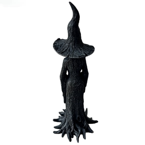 Tree Patterned Faceless Witch Resin Ornament,Halloween Gothic Dark Garden Statue