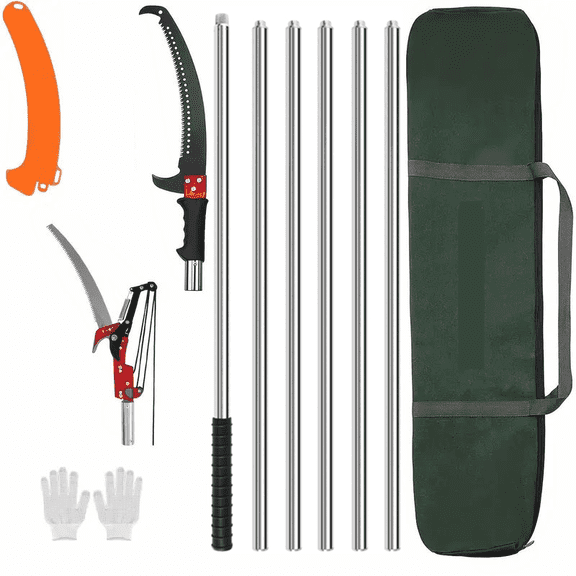 Tree Pole Pruner Manual Branches Trimmer Tree Branch Garden Tools Loppers Hand Pole Saws Extendable Height Adustable System for Sawing and Shearing
