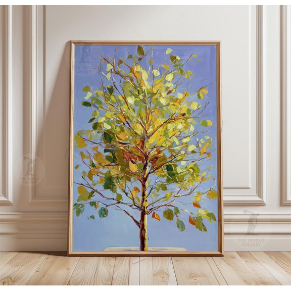 Tree Poster, Colorful Nature Wall Art, Modern Impressionist Botanical Print, Poster Only