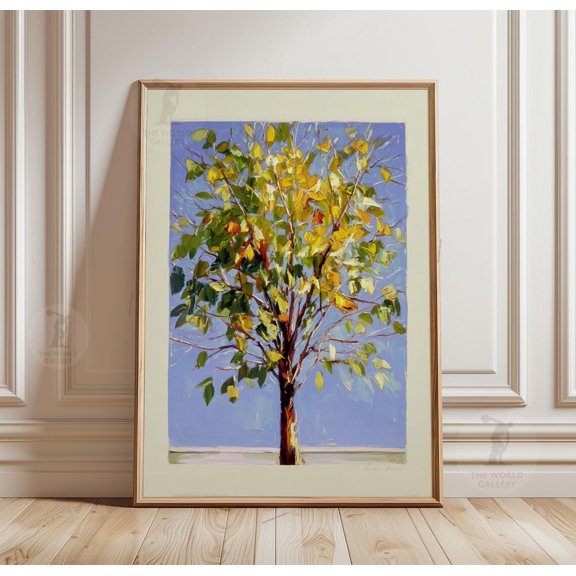 Tree Poster Colorful Nature Wall Art Modern Impressionist Botanical, Unframed Poster