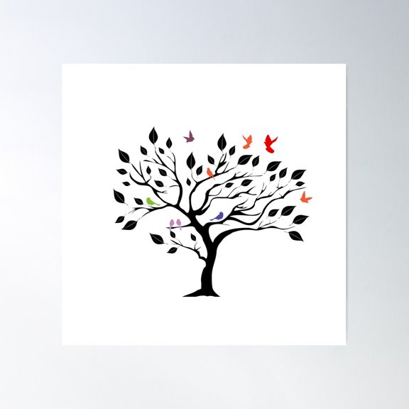Tree Poster Wall Art, Modern Wall Decor For Living Room Bedroom, 24x24 UNFRAMED
