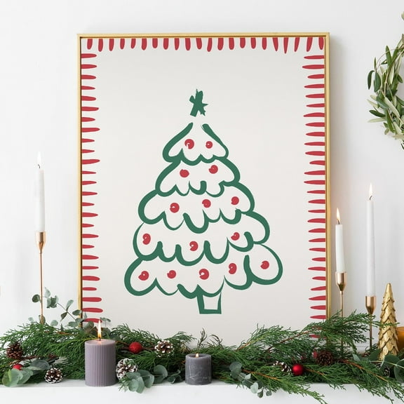 Tree Print, Art, Whimsical Decor, Cute Holiday Wall Art, Trendy Art Print, Wall Art Wall Art, Modern Wall Decor, 8x12 UNFRAMED