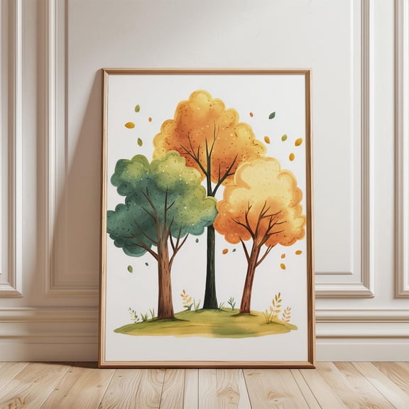 Tree Print Nature Nursery Wall Art Forest Childrens Room Decor, Unframed Paper Poster 8x10in