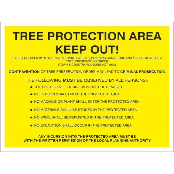 Tree Protection Area Keep Out Construction Forestry Sign - 12×8 Inches, Metal, Danger Notice Safety Home Farm Decor