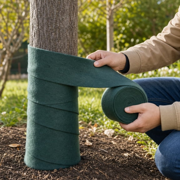 Tree Protection Wrap Roll 4.7in x 49.2ft, Non-Woven Insulation Tape for Winter Frost Trunk Guard and Plant Shield