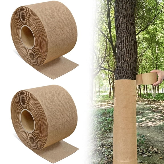 Tree Protector Wrap Winter Tree Trunk Wrap Paper Paper Trunk Protector Plant Cover Antifreeze Bandage Wrap for Frostproof & Moisturizing for Outdoor Plant,2.8 in*16.4 ft*2 Rolls