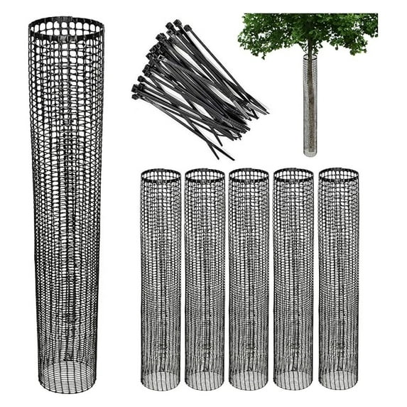 Tree Protectors 5-Pack - Mesh Tree Guard for Saplings & Fruit Trees - Heavy Duty Trunk Protector from Trimmers - 12-4 Inch Diameter