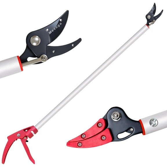Tree Pruner, 4 FT Long Reach Pruner with SK5 Steel Blade, Aluminum Pole Tree Trimmer, Fruit Picking Tool, Cut and Hold, Bypass Pruner