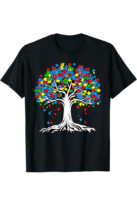 Tree Puzzle Autism Awareness Month Asd Support T-Shirt