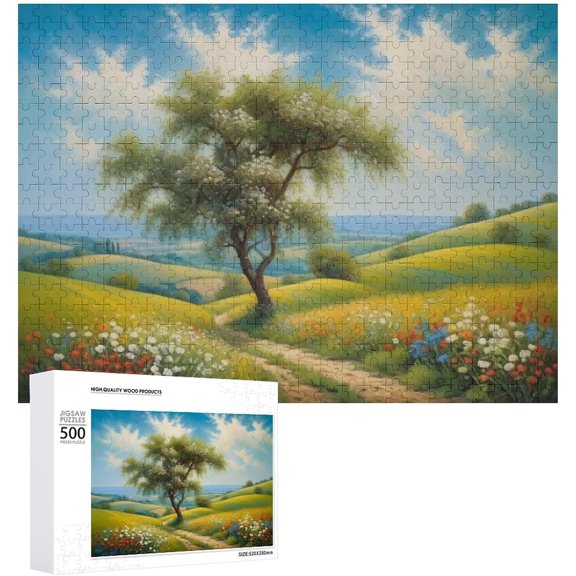 Tree Puzzle Jigsaw Puzzle 500 Pieces for Adults, 20"x15" Large Puzzle Hill Decoration for Family Party Holiday - Each Piece is Unique Medium Difficulty Fun Jigsaw Puzzles