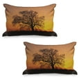 thumbnail image 1 of Tree Quilted Pillowcover Set of 2, Oak in the Sunset Horizon Golden Yellow Sun Rays Countryside Rural Nature Picture, Standard Queen Size Pillow Cover Bedroom, 36" x 20", Orange Brown, by Ambesonne, 1 of 1