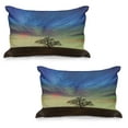 thumbnail image 1 of Tree Quilted Pillowcover Set of 2, Only Tree in Field Under Colorful Surreal Dramatic Sky Springtime Art, Standard Queen Size Pillow Cover for Bedroom, 36" x 20", Blue Lime Brown, by Ambesonne, 1 of 1