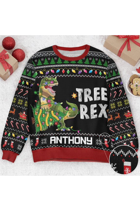 Tree Rex Custom Name - Personalized Ugly Sweater