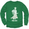 thumbnail image 1 of Tree Rex Cute Funny T Rex Dinosaur Christmas Toddler Kids Long sleeve T-Shirt 3T Green, 1 of 6