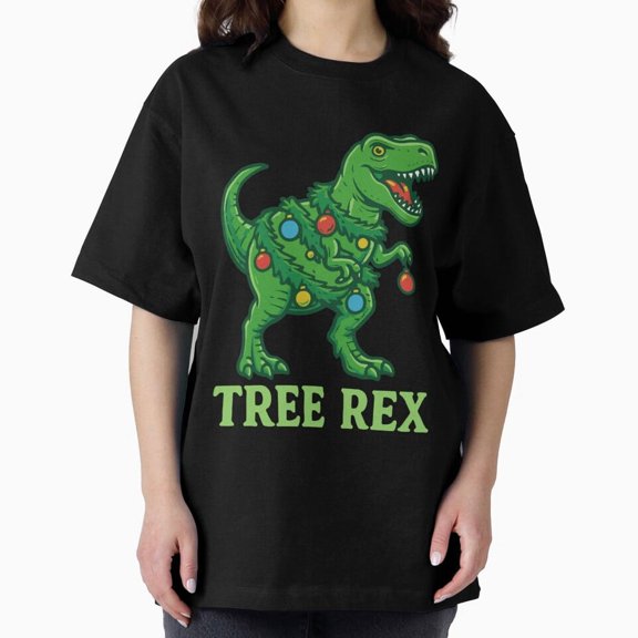 Tree Rex Dinosaur Christmas Family Fun T Rex Dino Art Unisex T-Shirt, up to size 5XL