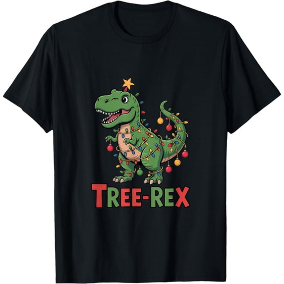 D Rex Video Tree Rex Dinosaur Christmas Lights Look T T-Shirt - Walmart.com