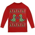 thumbnail image 1 of Tree Rex T Rex Ugly Christmas Sweater Big Kids Long Sleeve T Shirt with Santa Hat, 1 of 4