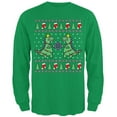 thumbnail image 1 of Tree Rex T Rex Ugly Christmas Sweater Mens Long Sleeve T Shirt Irish Green LG, 1 of 1