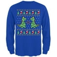 thumbnail image 1 of Tree Rex T Rex Ugly Christmas Sweater Mens Long Sleeve T Shirt Royal 3X-LG, 1 of 1