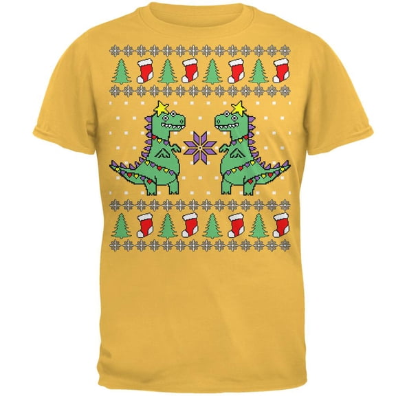 Tree Rex T Rex Ugly Christmas Sweater Mens Soft T Shirt Honey SM