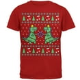 thumbnail image 1 of Tree Rex T Rex Ugly Christmas Sweater Mens Soft T Shirt Red MD, 1 of 1