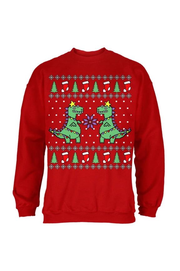 Tree Rex T Rex Ugly Christmas Sweater Mens Sweatshirt Red MD