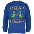 thumbnail image 1 of Tree Rex T Rex Ugly Christmas Sweater Mens Sweatshirt Royal 3X-LG, 1 of 1