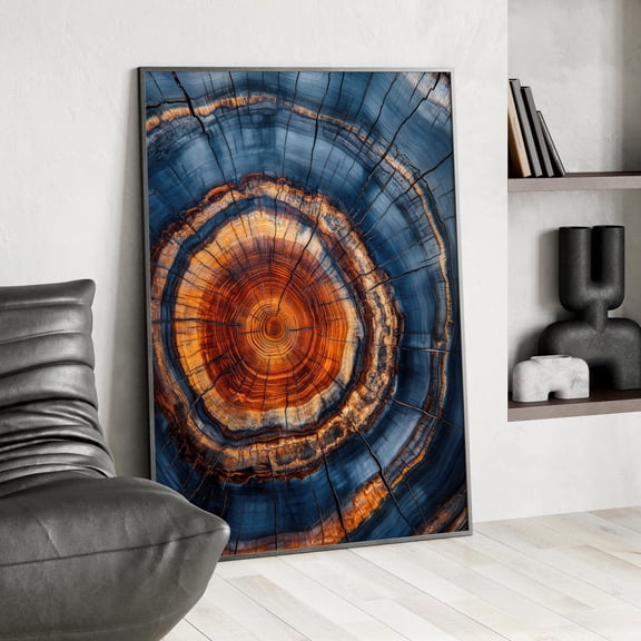 Tree Ring Abstract Wall Art, Natural Wood Slice Modern Decor, Unframed Paper Print Size 8x12