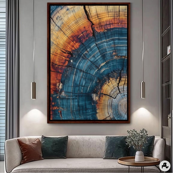 Tree Ring Framed Wall Art, Colorful Poster Vintage Style Wall Decor Physical Poster, Poster Only