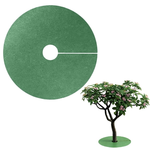 Tree Ring Mulch Mat,20in-48in Root Barrier Tree Protectors Weed Mat for Garden Fabric Weed Barrier Ring Tree Rings Landscaping Non Woven Black Mulch for Garden Landscape Decor 1 Pack