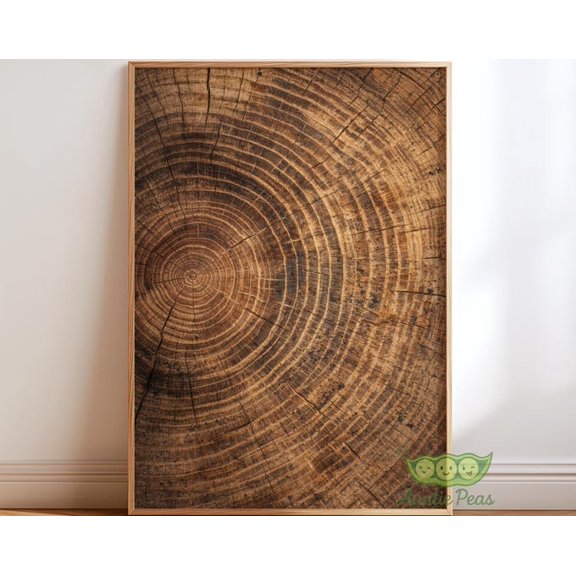 Tree Ring Natural Wood Grain Wall Art Print, Unframed Paper Poster 24x36in