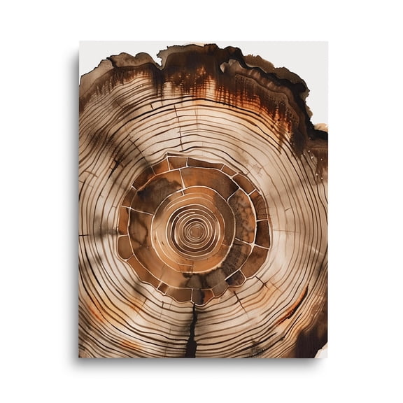 Tree Ring Print, Earthy Wood Decor, Rustic Forest Art, Nature Wall Poster, Boho Outdoors , Minimalist Tree Cross Home Decor #3427, Unframed Poster Size 24x36