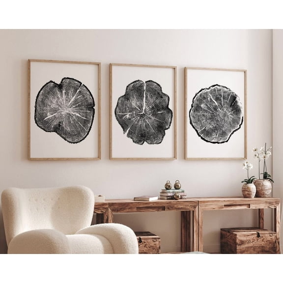 Tree Ring Prints Black And White Tree Ring Decor Botanical Tree Ring Prints, Poster Only