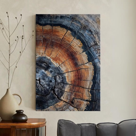 Tree Ring Rustic Wood Grain Abstract Print Nature Wall Art Boho Decor, Unframed Canvas 8x10in