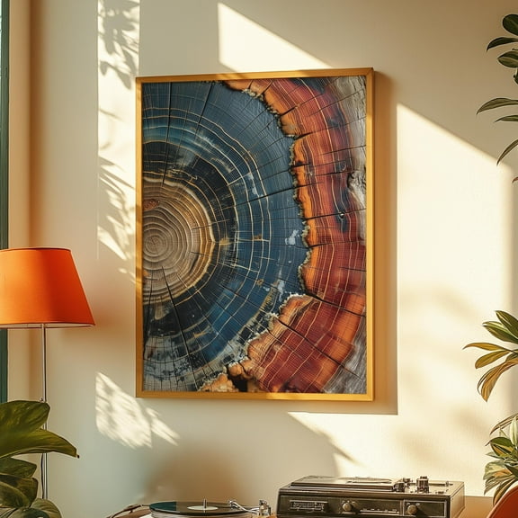 Tree Ring Wall Art, Abstract Colorful Tree Ring Wall Decor, Minimalist Home Art, Modern Living Room Wall Print - 137 UNFRAMED Poster, Wall Art for Decor, Present, 8x12