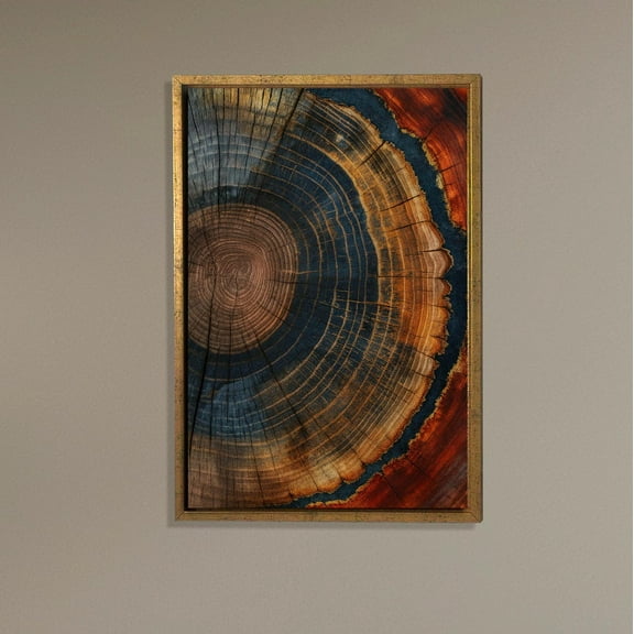 Tree Ring Wall Art, Natural Wood Poster, Rustic Blue Brown Abstract Decor, Growth Rings Artwork, Modern Organic Home Wall Poster Home Decor, 8x12 UNFRAMED