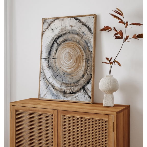 Tree Ring Wall Art Print, Rustic Organic And Neutral Modern Decor