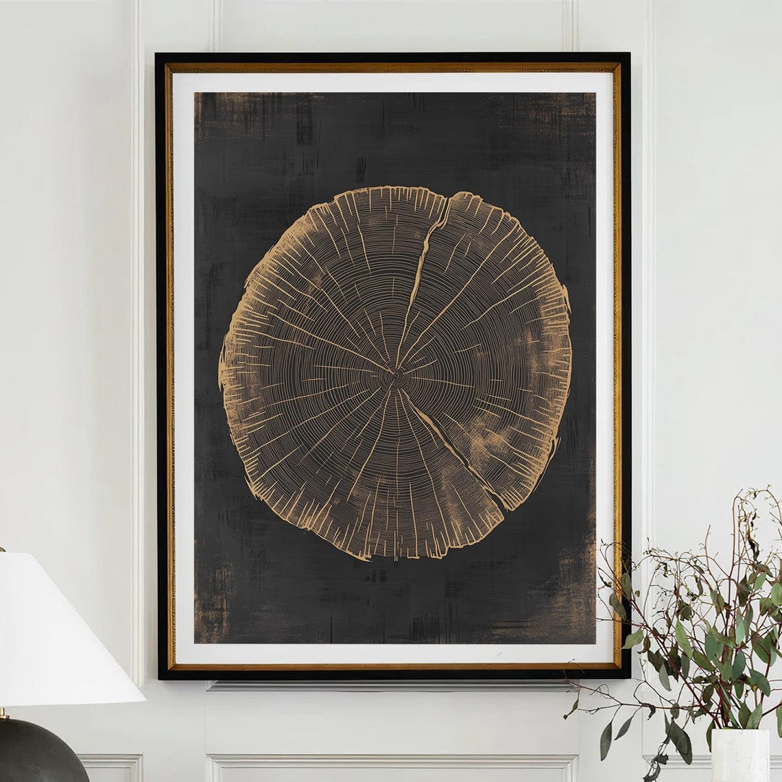 Tree Ring Woodcut Lumber Rustic Country Botanical Nature Minimalist ...